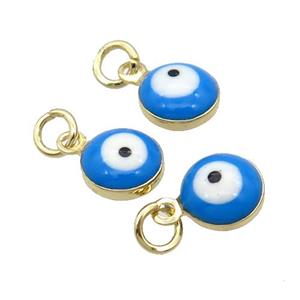 Copper Evil Eye Pendant Blue Enamel 18K Gold Plated, approx 6.8mm [FN31815]