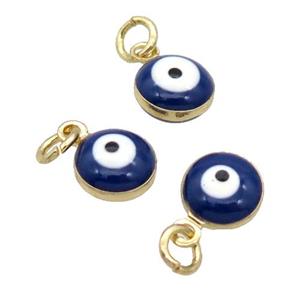 Copper Evil Eye Pendant Darkblue Enamel 18K Gold Plated, approx 6.8mm [FN31816]