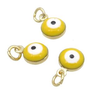 Copper Evil Eye Pendant Yellow Enamel 18K Gold Plated, approx 6.8mm [FN31819]