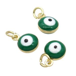 Copper Evil Eye Pendant Green Enamel 18K Gold Plated, approx 6.8mm [FN31821]
