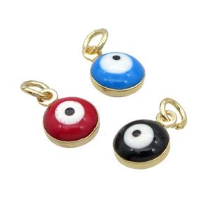 Copper Evil Eye Pendant Enamel 18K Gold Plated Mixed, approx 6.8mm [FN31822]