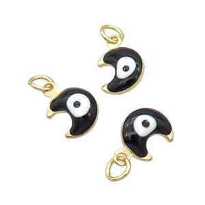 Copper Moon Pendant Black Enamel Eye 18K Gold Plated, approx 7-8mm [FN31833]