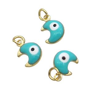 Copper Moon Pendant Green Enamel Eye 18K Gold Plated, approx 7-8mm [FN31836]