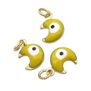 Copper Moon Pendant Yellow Enamel Eye 18K Gold Plated, approx 7-8mm [FN31837]
