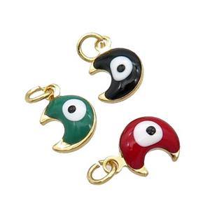 Copper Moon Pendant Enamel Eye 18K Gold Plated Mixed, approx 7-8mm [FN31838]