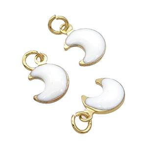 Copper Moon Pendant White Enamel 18K Gold Plated, approx 7-8mm [FN31839]