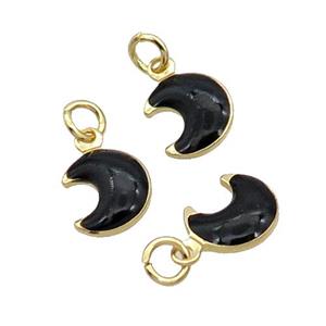 Copper Moon Pendant Black Enamel 18K Gold Plated, approx 7-8mm [FN31840]
