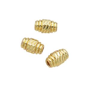 Copper Rice Beads Carved 18K Gold Plated, approx 3.5x5.5mm [FN31852]