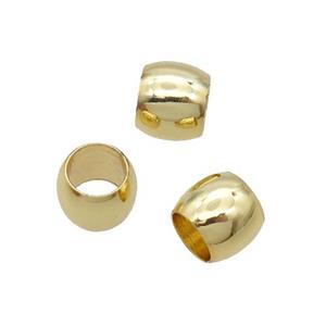 Copper Barrel Beads Large Hole 18K Gold Plated, approx 5x6mm, 4mm hole [FN31861]