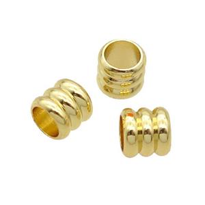 Copper Tube Beads Large Hole 18K Gold Plated, approx 6mm, 4mm hole [FN31862]