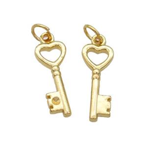Alloy Key Pendant 18K Gold Plated, approx 7x17.5mm [FN31901]