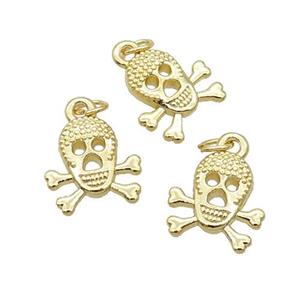 Alloy Skull Pendant 18K Gold Plated, approx 13mm [FN31918]