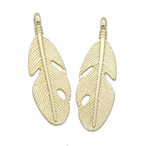 Alloy Feather Pendant 18K Gold Plated, approx 10-25mm [FN31922]