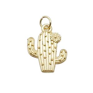 Alloy Cactus Charms Pendant 18K Gold Plated, approx 15-16mm [FN31929]