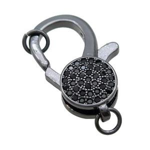 Copper Lobster Clasp Pave Zircon Black Plated, approx 18-27mm [FN31932]