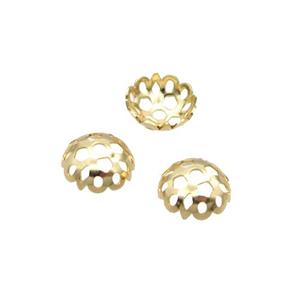 Copper Bead Cap Unfaded 18K Gold Plated, approx 6.5mm [FN31934]