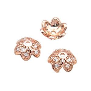 Copper BeadCap Pave Zircon Unfade Rose Gold, approx 11mm [FN31938]
