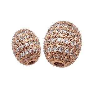 Copper Barrel Beads Pave Zircon Unfade Rose Gold, approx 13-17mm [FN31950-S]