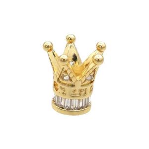 Copper Crown Beads Pave Zircon Unfade 18K Gold Plated, approx 7-12mm [FN31955]