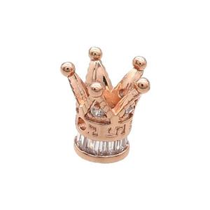 Copper Crown Beads Pave Zircon Unfade Rose Gold, approx 7-12mm [FN31956]