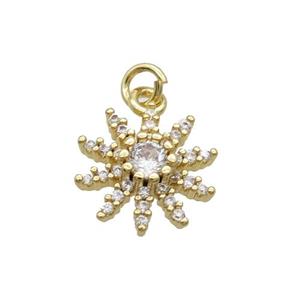 Copper Flower Pendant Pave Zircon Unfade 18K Gold Plated, approx 11mm [FN31957]
