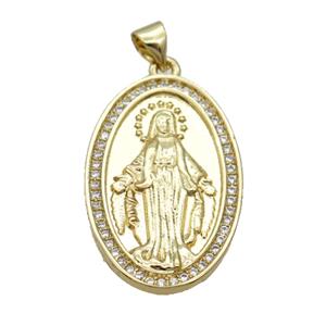 Copper Jesus Pendant Pave Zircon Unfade 18K Gold Plated, approx 18-28mm [FN31960]