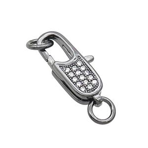 Copper Lobster Clasp Pave Zircon Unfade Platinum Plated, approx 9-18mm [FN31998]