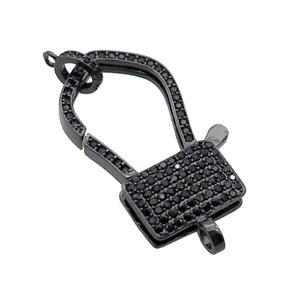 Copper Lobster Clasp Pave Zircon Black Plated, approx 18-33mm [FN32013]