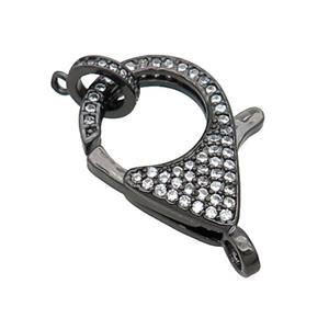 Copper Lobster Clasp Pave Zircon Unfade Black Plated, approx 18-25mm [FN32019]