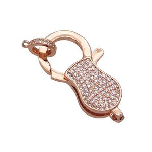 Copper Lobster Clasp Pave Zircon Unfade Rose Gold, approx 17-30mm [FN32022]