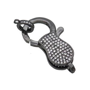 Copper Lobster Clasp Pave Zircon Unfade Black Plated, approx 17-30mm [FN32023]