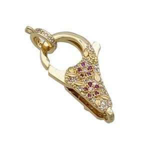 Copper Lobster Clasp Pave Zircon Unfade 18K Gold Plated, approx 16-28mm [FN32024]