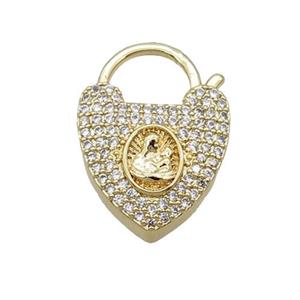 Copper Heart Clasp Pave Zircon Unfade 18K Gold Plated, approx 15-20mm [FN32034]