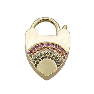 Copper Heart Clasp Pave Zircon Unfade 18K Gold Plated, approx 17-25mm [FN32035]