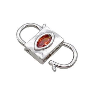 Copper Clasp Pave Zircon Unfade Platinum Plated, approx 12-23mm [FN32037]