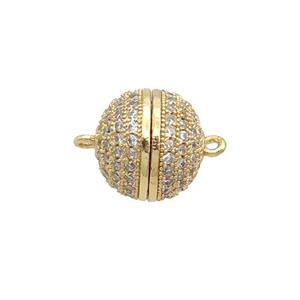 Copper Magnetic Clasp Pave Zircon Unfade 18K Gold Plated, approx 12mm [FN32040]