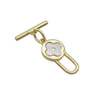 Copper Toggle Clasp Pave Shell Unfade 18K Gold Plated, approx 10-18mm, 16mm [FN32046]