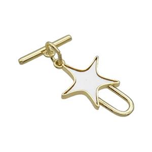 Copper Toggle Clasp Pave Shell Unfade 18K Gold Plated, approx 16-22mm, 16mm [FN32048]