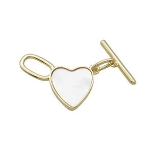 Copper Toggle Clasp Pave Shell Unfade 18K Gold Plated, approx 13-21mm, 16mm [FN32049]