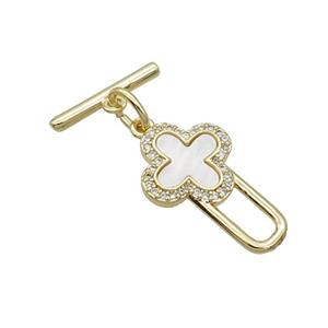 Copper Toggle Clasp Pave Shell Unfade 18K Gold Plated, approx 14-23mm, 16mm [FN32050]