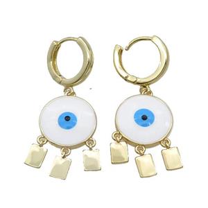 Copper Hoop Earring Circle Evil Eye Enamel Rectangle Gold Plated, approx 16mm, 16mm dia [FN32051]