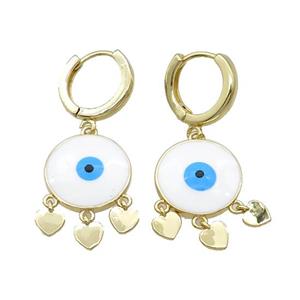 Copper Hoop Earring Circle Evil Eye Enamel Heart Gold Plated, approx 16mm, 16mm dia [FN32052]