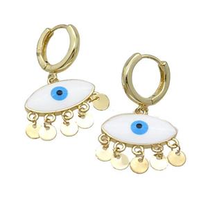 Copper Hoop Earring Evil Eye Enamel Gold Plated, approx 5mm, 10-20mm, 16mm dia [FN32057]