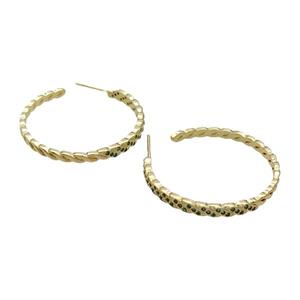 Copper Stud Earring Pave Green Zircon Gold Plated, approx 3.5mm, 35mm dia [FN32080]