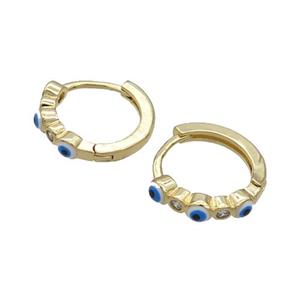 Copper Hoop Earring White Enamel Evil Eye Gold Plated, approx 3mm, 16mm dia [FN32088]