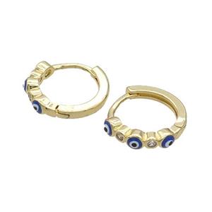 Copper Hoop Earring RoyalBlue Enamel Evil Eye Gold Plated, approx 3mm, 16mm dia [FN32093]