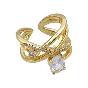 Copper Ring Pave Zircon Gold Plated, approx 6-8mm, 16mm, 18mm dia [FN32101]