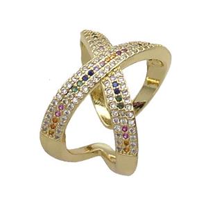 Copper Ring Pave Zircon Gold Plated, approx 16-22mm, 18mm dia [FN32102]