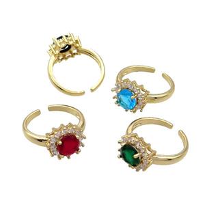 Copper Ring Pave Zircon Crystal Gold Plated Mixed, approx 12mm, 18mm dia [FN32111]
