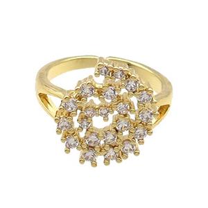 Copper Ring Rebirth Pave Zircon Adjustable Gold Plated, approx 13-16mm, 18mm dia [FN32115]